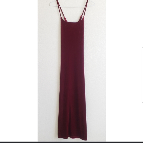 Vintage 1990s Red Velvet Evening Dress - Picture 3 of 4